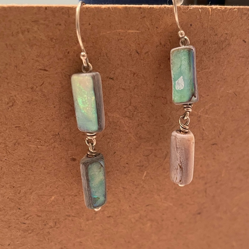 Abalone and Silver and drop Earrings